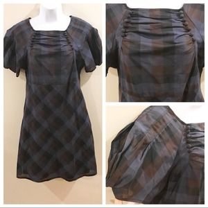 Billy Reid | Plaid Button Dress Blue Brown Size 4